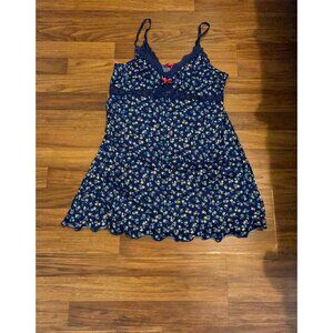 Catherine Malandrino Catherine Sz XL Blue Floral Lace Babydoll Trim Slip Dress N